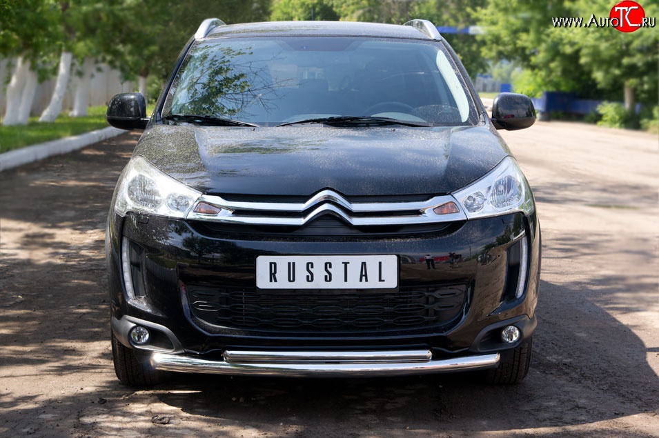 20 999 р. Защита переднего бампера (2 трубыØ63 и 42 мм, нержавейка) SLITKOFF CITROEN C4 aircross (2012-2017)  с доставкой в г. Таганрог