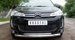 21 649 р. Защита переднего бампера (2 трубыØ76 и 42 мм, нержавейка) SLITKOFF  CITROEN C4 aircross (2012-2017)  с доставкой в г. Таганрог. Увеличить фотографию 3