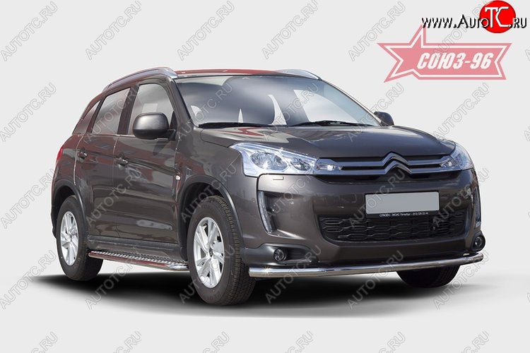 17 639 р. Защита переднего бампера одинарная Souz-96 Premium (d60) CITROEN C4 aircross (2012-2017)  с доставкой в г. Таганрог