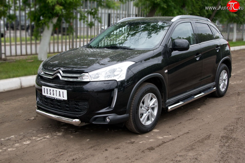 15 349 р. Одинарная защита переднего бампера диаметром 76 мм SLITKOFF  CITROEN C4 aircross (2012-2017)  с доставкой в г. Таганрог