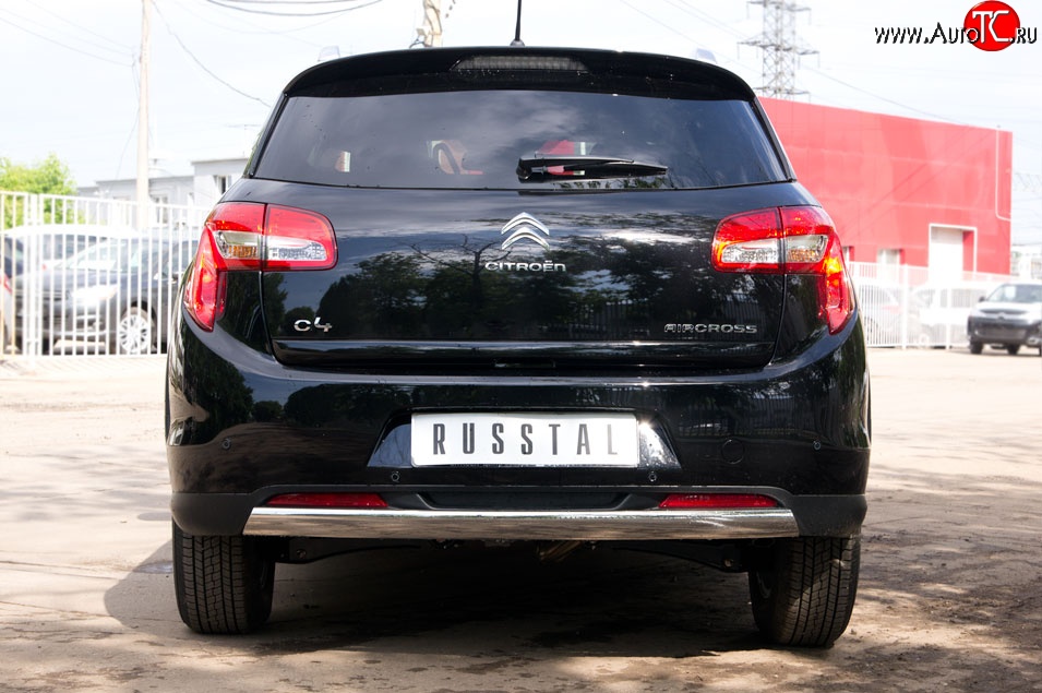 18 549 р. Защита заднего бампера (Ø75x42 мм, нержавейка) Russtal CITROEN C4 aircross (2012-2017)  с доставкой в г. Таганрог