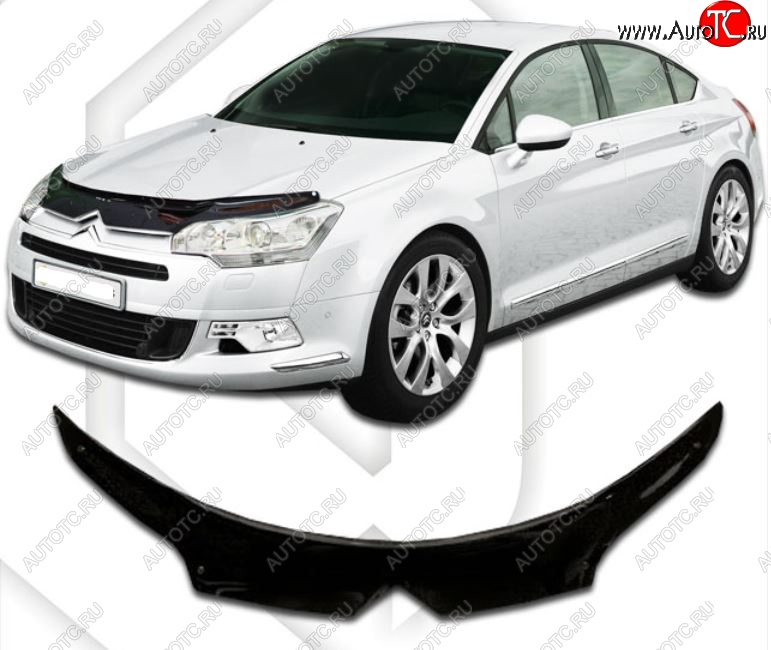 2 199 р. Дефлектор капота CA-Plastic exclusive  CITROEN C5 ( RD,  RW) (2008-2017) дорестайлинг, седан, доресталийнг, универсал (Classic черный, Без надписи)  с доставкой в г. Таганрог