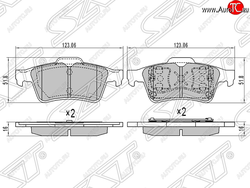 949 р. Колодки тормозные SAT (задние) Ford Focus 2 универсал дорестайлинг (2004-2008)  с доставкой в г. Таганрог