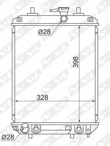 Радиатор двигателя SAT (пластинчатый, МКПП/АКПП) Daihatsu (Дайхатсу) Boon (Бун)  M300 хэтчбэк 5 дв. (2004-2010),  Coo (Ку) (2005-2012),  Sirion (Сирион) (2005-2011), Toyota (Тойота) bB (бБ)  2 (2005-2016),  Passo (Пассо)  1 (2004-2010)