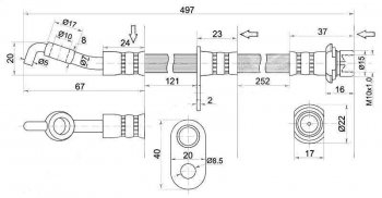 Тормозной шланг SAT (левый/правый) Daihatsu (Дайхатсу) Boon (Бун)  M300 хэтчбэк 5 дв. (2004-2010),  Mira (Мира) (2003-2007),  Move (Мув) (1995-1998),  Sirion (Сирион) (1998-2011),  YRV (УРВ) (2000-2005), Toyota (Тойота) Duet (Дуэт) (1998-2004)