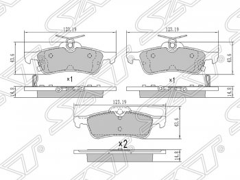 Колодки тормозные SAT (задние) Toyota Yaris XP90 дорестайлинг, хэтчбэк 5 дв. (2005-2008)