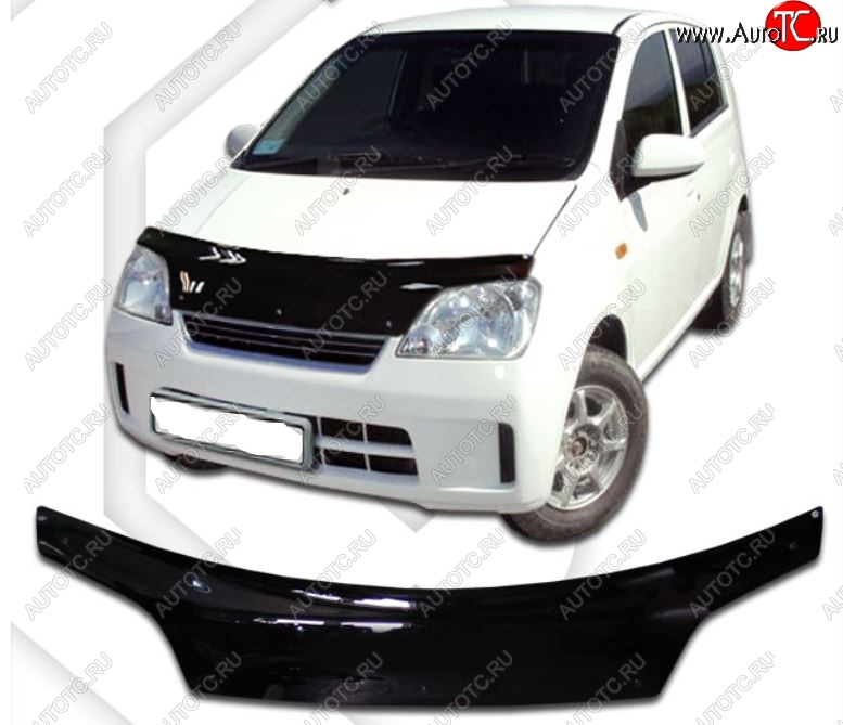 2 099 р. Дефлектор капота (кузов L250S, L250V, L260S) CA-Plastic  Daihatsu Mira (2003-2007) (Classic черный, Без надписи)  с доставкой в г. Таганрог