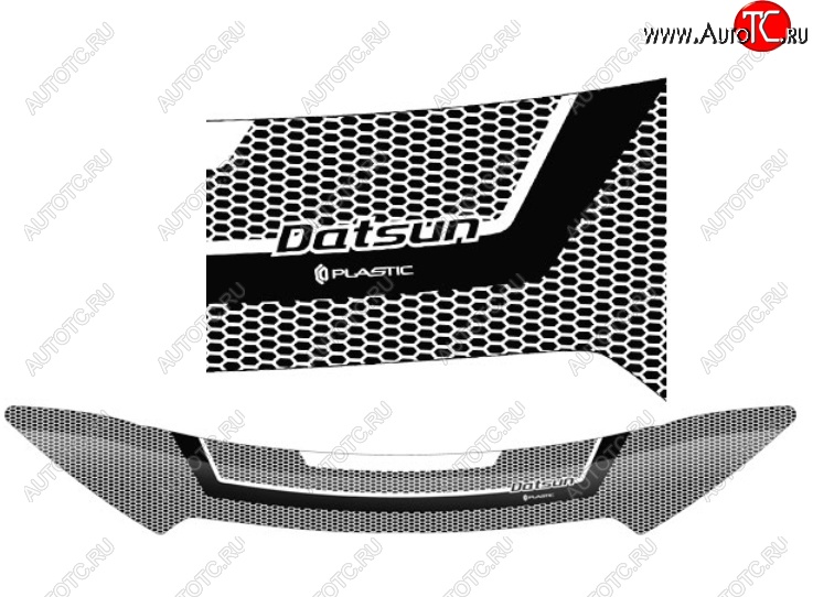 2 299 р. Дефлектор капота CA-Plastiс  Datsun on-DO (2014-2019) седан дорестайлинг (Серия Art белая)  с доставкой в г. Таганрог