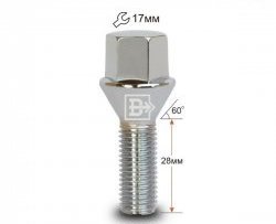 Колёсный болт длиной 28 мм Вектор M12 1.5 28 под гаечный ключ (пос.место: конус) Chevrolet Equinox (2003-2009) 