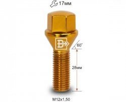 130 р. Колёсный болт длиной 28 мм Вектор M12 1.5 28 под гаечный ключ (пос.место: конус)    с доставкой в г. Таганрог. Увеличить фотографию 1