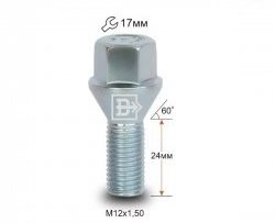 83 р. Колёсный болт длиной 24 мм Вектор M12 1.5 24 под гаечный ключ Chery Amulet (Corda) A15 лифтбэк (2003-2010). Увеличить фотографию 1