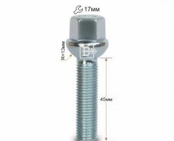 146 р. Колёсный болт длиной 45 мм Вектор M12 1.5 45 под гаечный ключ    с доставкой в г. Таганрог. Увеличить фотографию 1