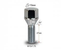 Колёсный болт длиной 27 мм Вектор M12 1.75 27 под гаечный ключ (пос.место: конус) Lincoln Navigator 1 (1998-2002) 