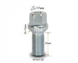 Колёсный болт длиной 25 мм Вектор M14 1.5 25 под гаечный ключ Mercedes-Benz A class W177 хэтчбэк 5 дв. (2018-2025) 