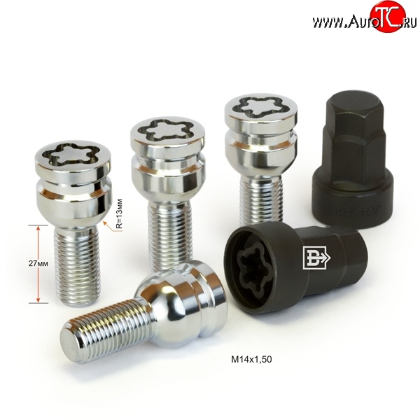 1 799 р. Колёсный болт длиной 27 мм Вектор M14 1.5 27 секретка (комплект) (пос. место: сфера)    с доставкой в г. Таганрог
