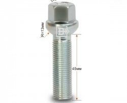 146 р. Колёсный болт длиной 45 мм Вектор M14 1.5 45 под гаечный ключ    с доставкой в г. Таганрог. Увеличить фотографию 1