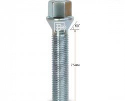 270 р. Колёсный болт длиной 75 мм Вектор M14 1.5 75 под гаечный ключ    с доставкой в г. Таганрог. Увеличить фотографию 1