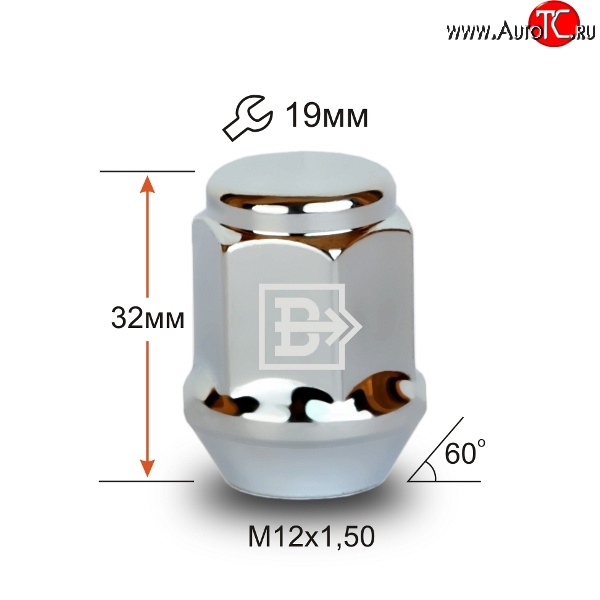 73 р. Колёсная гайка Вектор M12 1.5 Toyota Hilux N140, N150, N160, N170 рестайлинг (2001-2005)