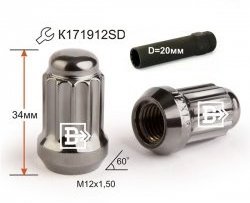 162 р. Колёсная гайка Вектор M12 1.5    с доставкой в г. Таганрог. Увеличить фотографию 1