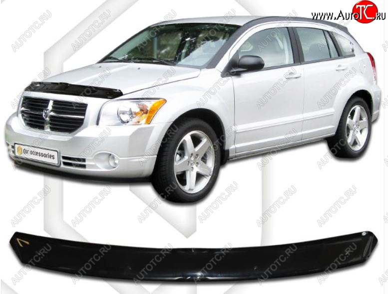 1 799 р. Дефлектор капота CA-Plastic  Dodge Caliber (2006-2012) (Classic черный, Без надписи)  с доставкой в г. Таганрог