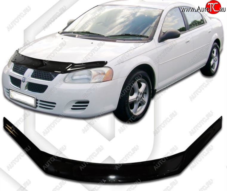 2 059 р. Дефлектор капота CA-Plastic  Dodge Stratus (2004-2006) (Classic черный, Без надписи)  с доставкой в г. Таганрог