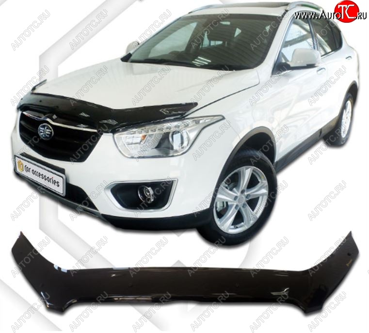 2 199 р. Дефлектор капота CA-Plastiс  FAW Besturn X80 (2014-2019) дорестайлинг (Classic черный, Без надписи)  с доставкой в г. Таганрог