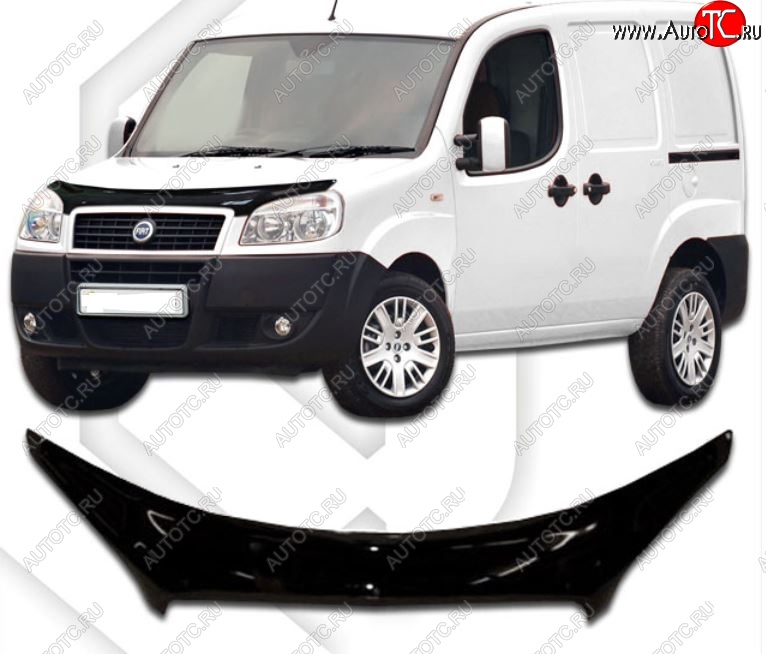 2 399 р. Дефлектор капота CA-Plastiс exclusive  Fiat Doblo  223 (2005-2016) рестайлинг (Classic черный, Без надписи)  с доставкой в г. Таганрог