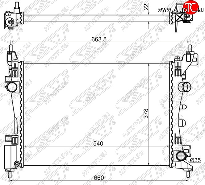 6 599 р. Радиатор двигателя SAT (пластинчатый, 1.0/1.2/1.4/1.6, МКПП/АКПП) Opel Corsa D  2-ой рестайлинг, хэтчбэк 5 дв. (2011-2014)  с доставкой в г. Таганрог