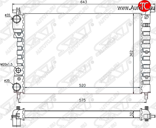 6 299 р. Радиатор двигателя SAT (пластинчатый, МКПП) Fiat Palio 178 хэтчбэк 5 дв. дорестайлинг (1996-2003)  с доставкой в г. Таганрог