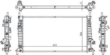 Радиатор двигателя (пластинчатый, 1.4/1.6/1.6D/1.8/1.8TD/2.0/2.0D, МКПП/АКПП) SAT Ford Focus 2  седан дорестайлинг (2004-2008)