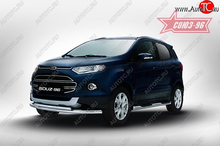 4 799 р. Защита переднего бампера двойная Souz-96 (d60/42)  Ford EcoSport (2013-2019) дорестайлинг  с доставкой в г. Таганрог