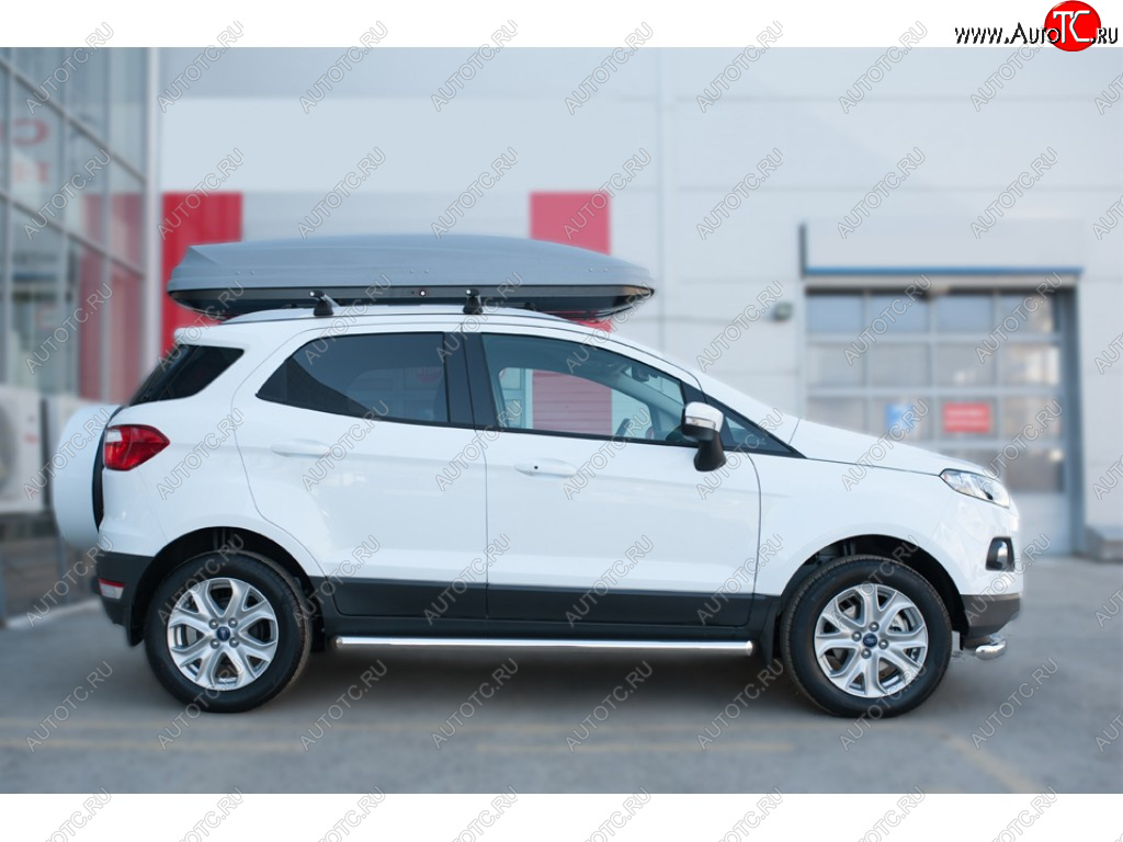 19 999 р. Защита порогов (труба D63 мм) SLITKOFF  Ford EcoSport (2013-2019) дорестайлинг (Защита порогов со срезом 45°)  с доставкой в г. Таганрог