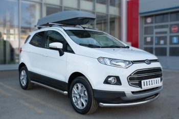 18 799 р. Защита порогов (труба D63 мм) SLITKOFF  Ford EcoSport (2013-2019) дорестайлинг (Защита порогов с заглушками на торцах (вариант 2))  с доставкой в г. Таганрог. Увеличить фотографию 3