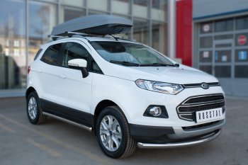 9 999 р. Защита порогов (труба D63 мм) SLITKOFF  Ford EcoSport (2013-2019) дорестайлинг (Защита порогов с закругленными торцами (вариант 3))  с доставкой в г. Таганрог. Увеличить фотографию 3