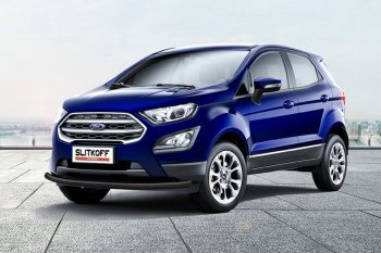 13 999 р. Защита заднего бампера Slitkoff (d57 мм)  Ford EcoSport  B515 (2017-2019) рестайлинг (Нержавейка, Полированная)  с доставкой в г. Таганрог. Увеличить фотографию 2