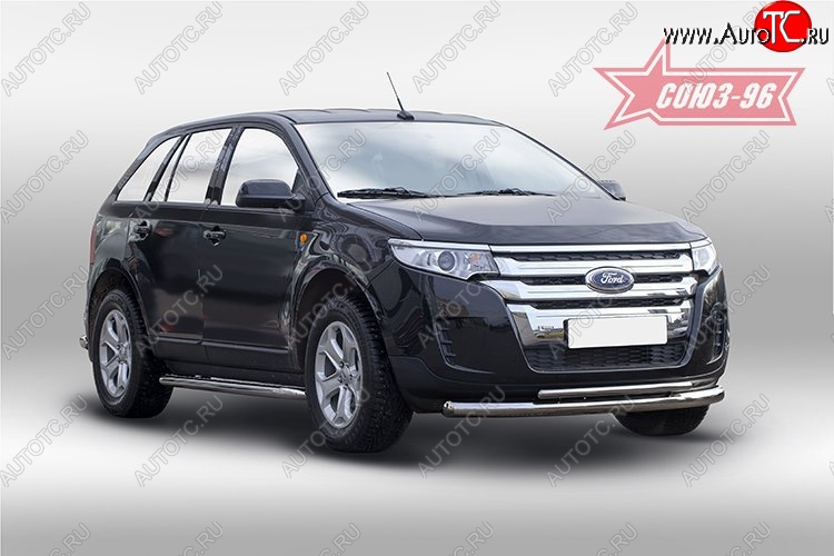 30 329 р. Защита переднего бампера двойная Souz-96 (d76/42) Ford Edge CD539 дорестайлинг (2015-2018)  с доставкой в г. Таганрог