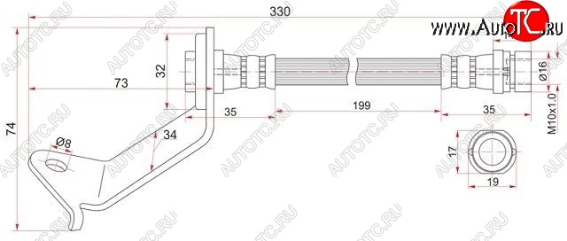 1 379 р. Тормозной шланг SAT (задний, правый)  Ford Escape ( 1,  2) (2000-2012), Ford Maverick  TM1 (2000-2007), Mazda Tribute (2000-2007)  с доставкой в г. Таганрог