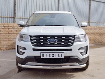 15 999 р. Защита переднего бампера (Ø63 секции, нержавейка) SLITKOFF Ford Explorer U502 2-ой рестайлинг, 5 дв. (2017-2019)  с доставкой в г. Таганрог. Увеличить фотографию 3