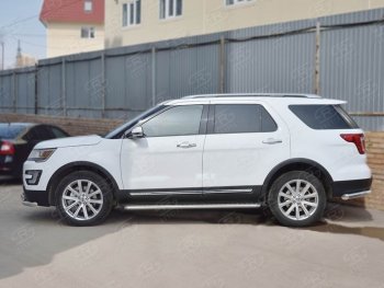 25 849 р. Широкая защита порогов с трубой d42 мм SLITKOFF v2  Ford Explorer  U502 (2015-2019) 1-ый рестайлинг, 5 дв., 2-ой рестайлинг, 5 дв.  с доставкой в г. Таганрог. Увеличить фотографию 3