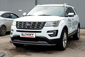 Защита переднего бампера Slitkoff (Ø 57 мм). Ford (Форд) Explorer (Експлорер)  U502 (2015-2018) U502 1-ый рестайлинг, 5 дв.