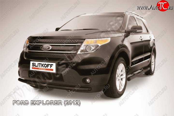 9 499 р. Защита переднего бампера d57 Slitkoff  Ford Explorer  U502 (2010-2016) дорестайлинг (Цвет: серебристый)  с доставкой в г. Таганрог