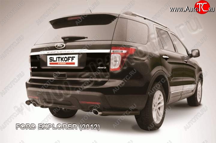 7 749 р. Защита заднего бампера из уголков d57 Slitkoff Ford Explorer U502 дорестайлинг (2010-2016) (Цвет: серебристый)  с доставкой в г. Таганрог