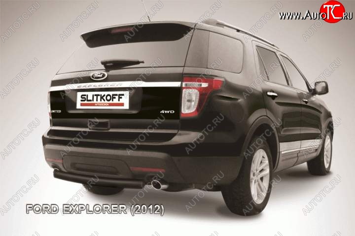 8 849 р. Защита заднего бампера d76 Slitkoff  Ford Explorer  U502 (2010-2016) дорестайлинг (Цвет: серебристый)  с доставкой в г. Таганрог