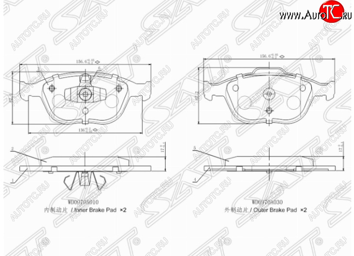 1 499 р. Комплект передних тормозных колодок SAT Ford Focus 1 универсал дорестайлинг (1998-2002)  с доставкой в г. Таганрог