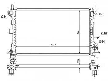 Радиатор двигателя SAT (пластинчатый, 1.6 / 1.8 / 2.0, МКПП/АКПП) Ford Focus 1 универсал дорестайлинг (1998-2002)