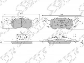 1 449 р. Колодки тормозные SAT (передние)  Ford Focus  1 (1998-2005) седан дорестайлинг, универсал дорестайлинг, хэтчбэк 3 дв. дорестайлинг, хэтчбэк 5 дв. дорестайлинг, седан рестайлинг, универсал рестайлинг, хэтчбэк 3 дв. рестайлинг, хэтчбэк 5 дв. рестайлинг  с доставкой в г. Таганрог. Увеличить фотографию 1