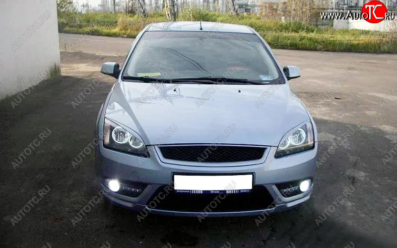 569 р. Реснички на фары KURAJ (узкие)  Ford Focus  2 (2004-2008)  седан дорестайлинг, универсал дорестайлинг, хэтчбэк 3 дв. дорестайлинг, хэтчбэк 5 дв. дорестайлинг (Неокрашенные)  с доставкой в г. Таганрог