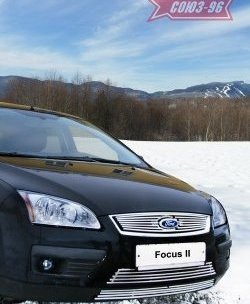 3 959 р. Декоративные вставки воздухозаборника в бампер Souz-96 Ford Focus 2 хэтчбэк 3 дв. дорестайлинг (2004-2007)  с доставкой в г. Таганрог. Увеличить фотографию 1