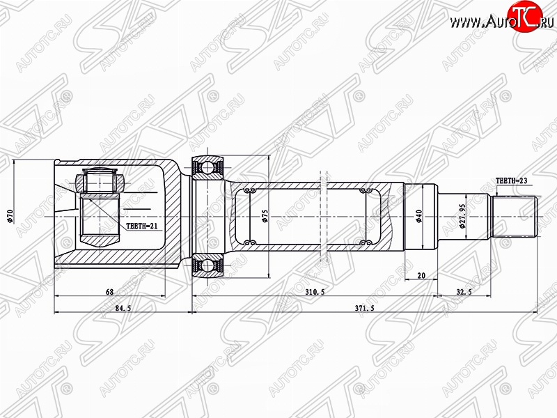 4 699 р. Шрус SAT (внутренний, 21*23*40 мм)  Ford Fusion  1 (2002-2012) хэтчбэк дорестайлинг,  рестайлинг, хэтчбэк  с доставкой в г. Таганрог