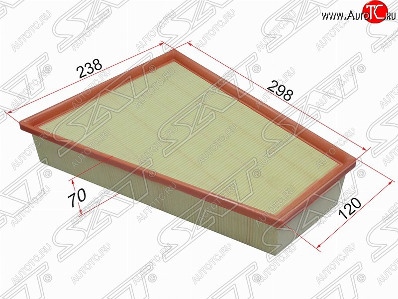 399 р. Фильтр воздушный двигателя SAT (298/120х238х70 mm)  Ford Galaxy  2 (2006-2015), Ford Mondeo (2007-2014), Volvo S80 ( AS60 седан,  AS40,AS70, AS90) (2006-2016), Volvo V70 (2008-2016)  с доставкой в г. Таганрог